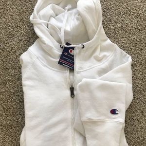White zip front hoodie